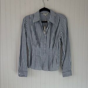 Max Studio Blue and White Striped Shirt